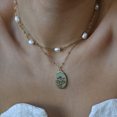 Collier Delicate lisse avec fleurs