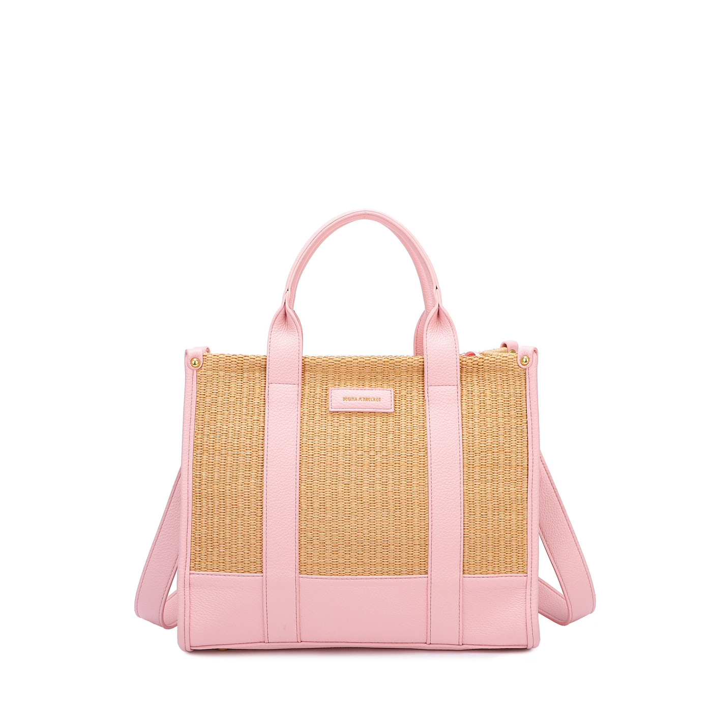 Rectangular raffia shopper bag