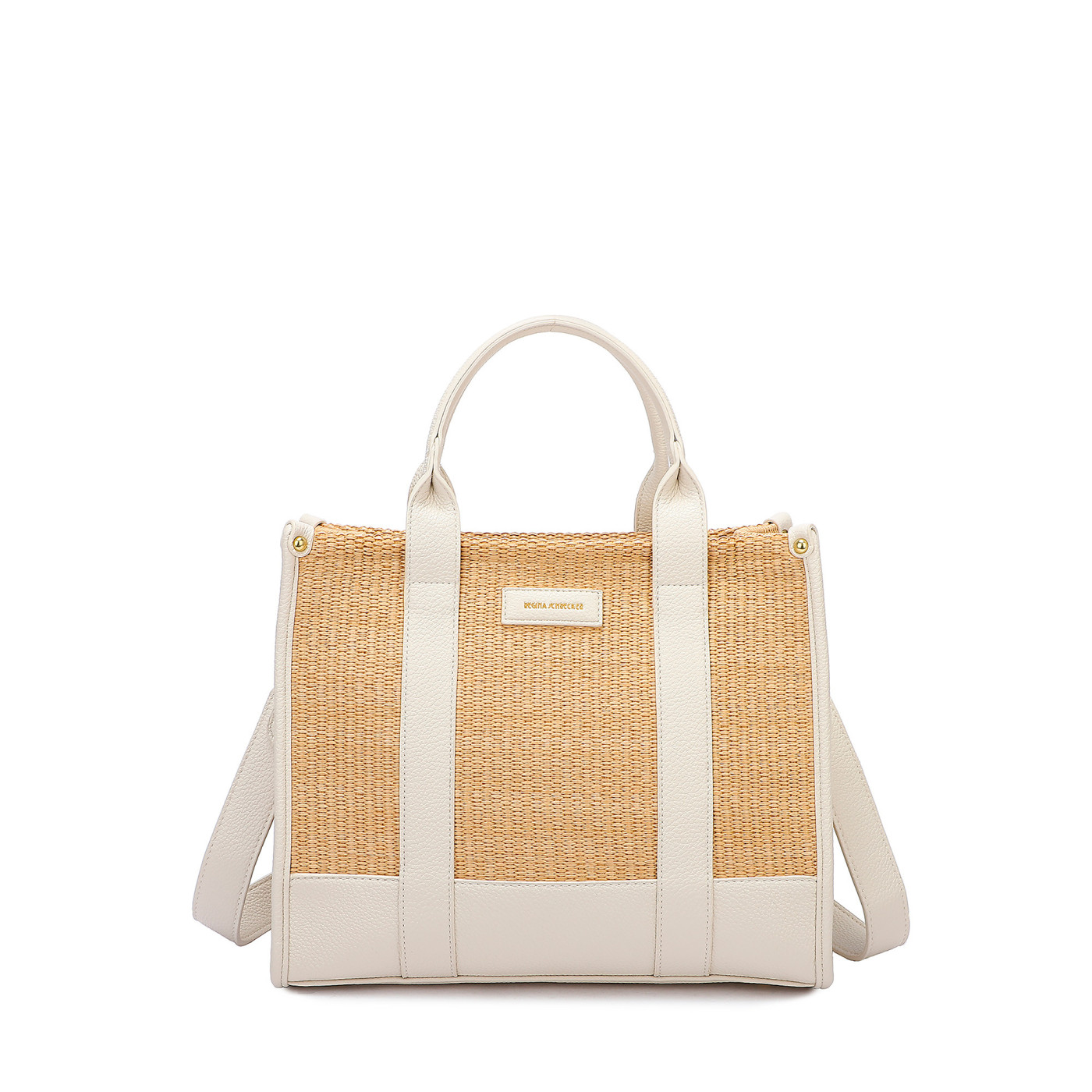 Rectangular raffia shopper bag