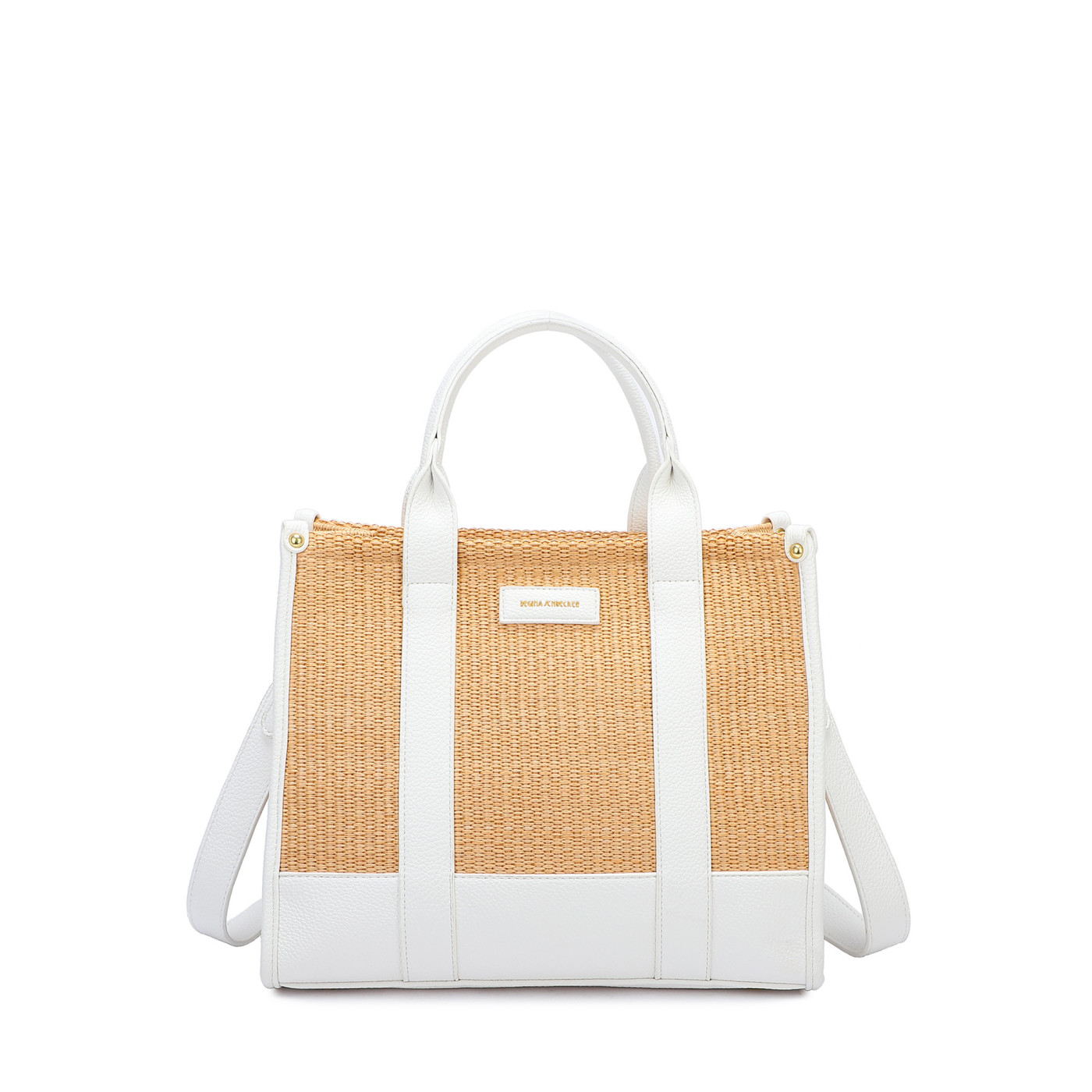 Rectangular raffia shopper bag