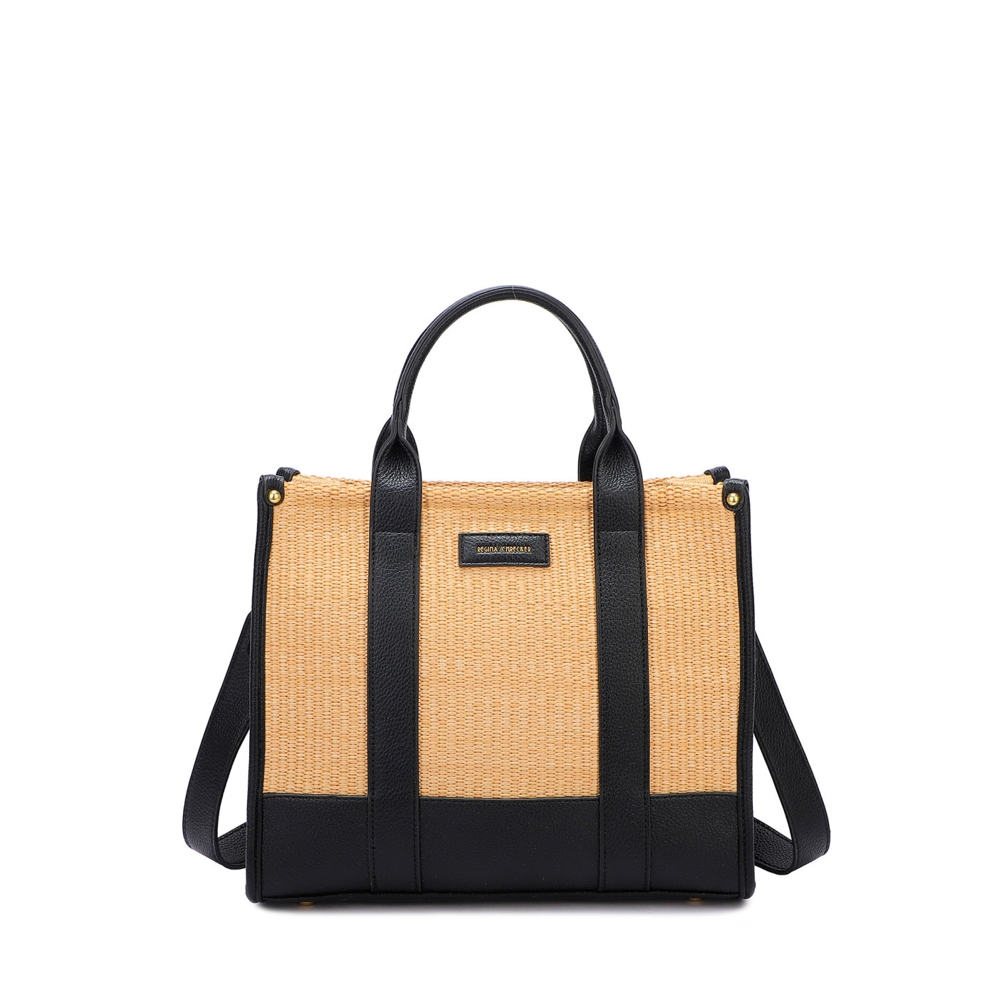 Rectangular raffia shopper bag