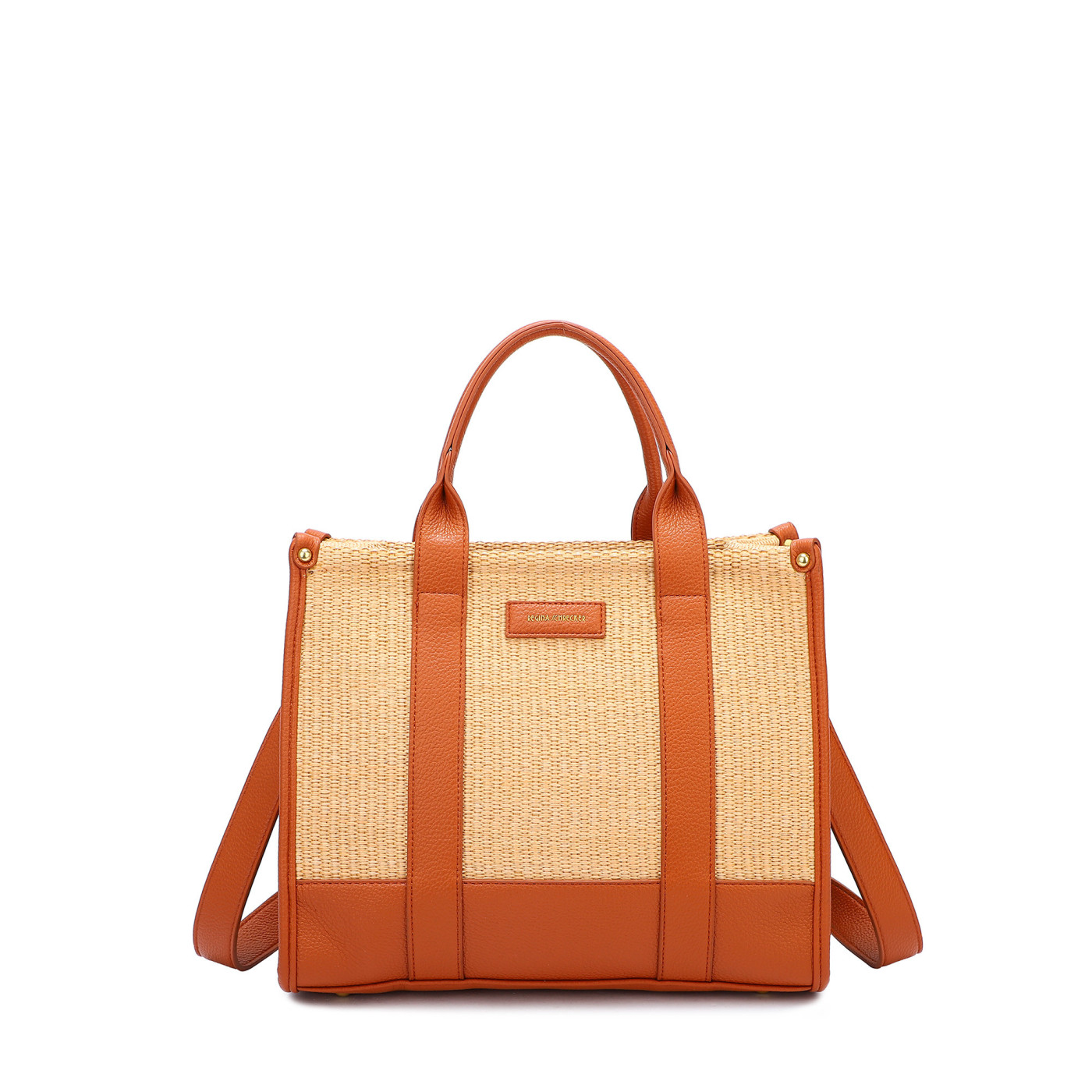 Rectangular raffia shopper bag