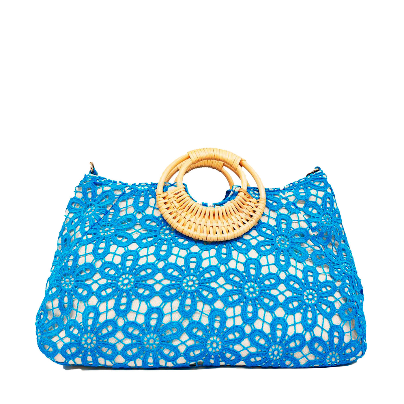 Bolso Shopper rafia con flores