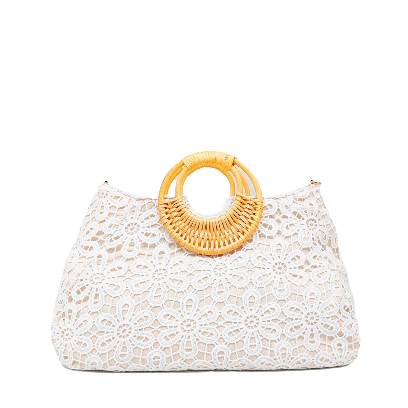 Bolso Shopper rafia con flores