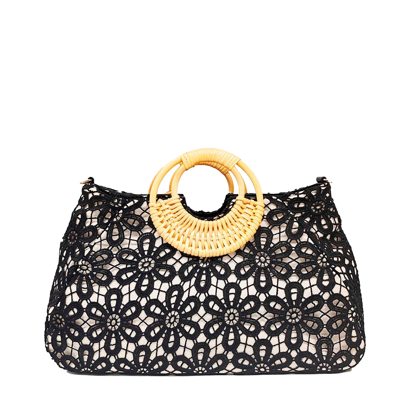 Bolso Shopper rafia con flores