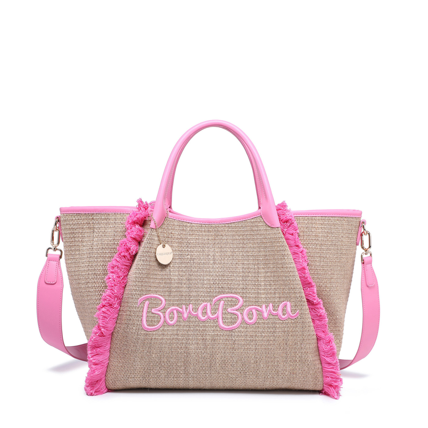 Bolso en rafia con palabra BoraBora