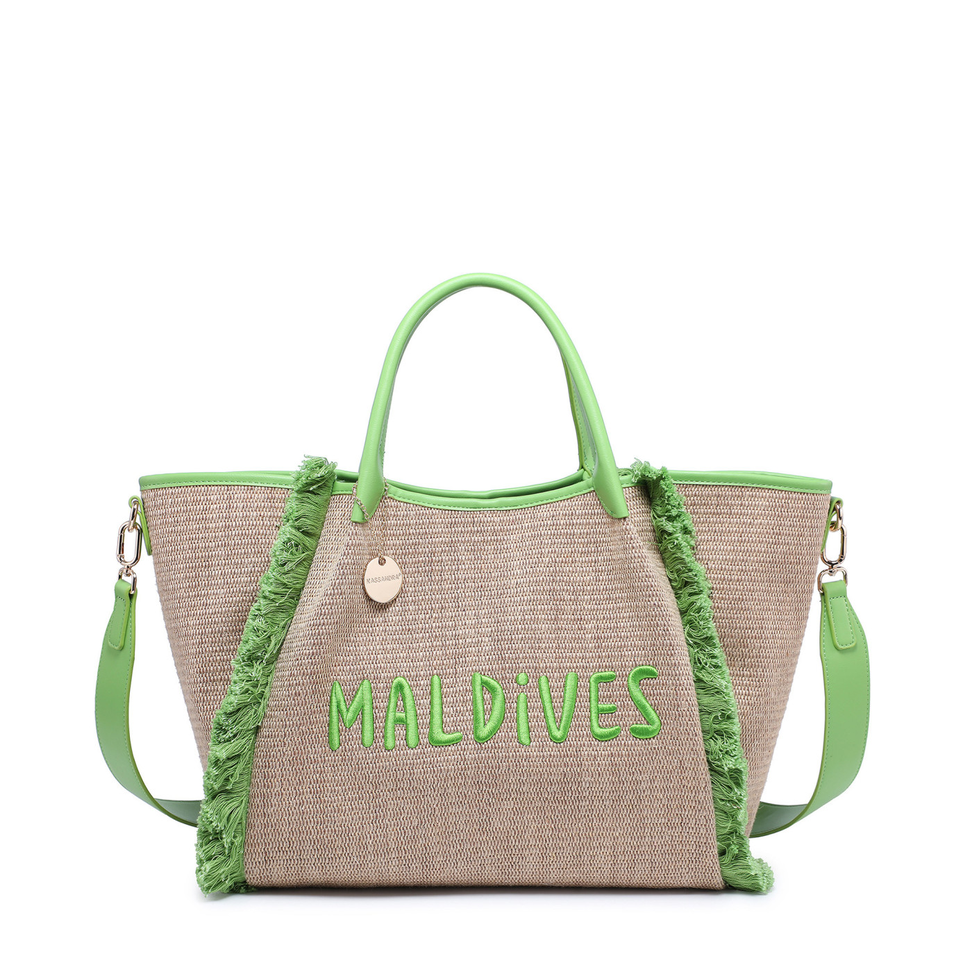 Bolso en rafia con palabra Maldives