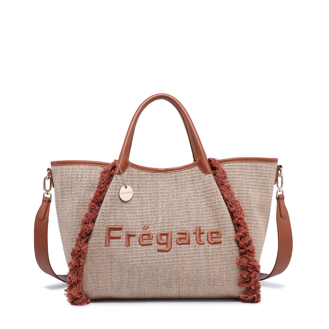 Bolso en rafia con palabra Frégate