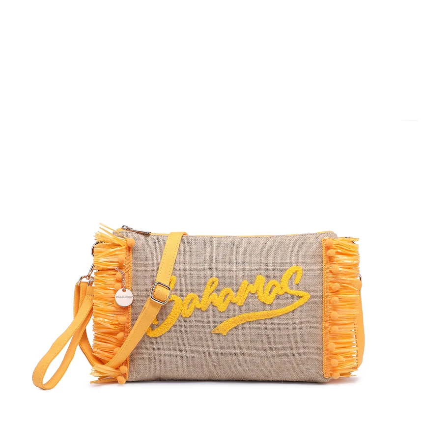 Raffia bag with the word Bahamas