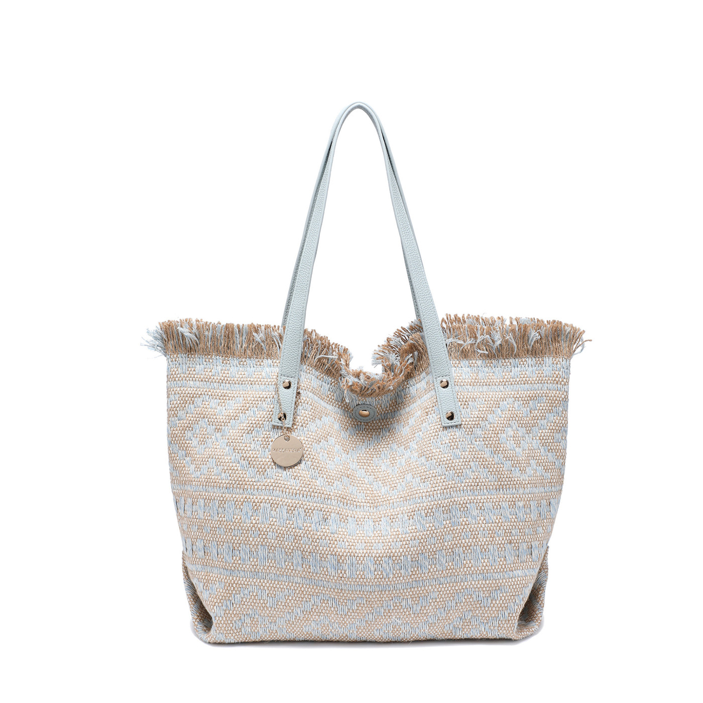 Patterned shopper bag with ruffles