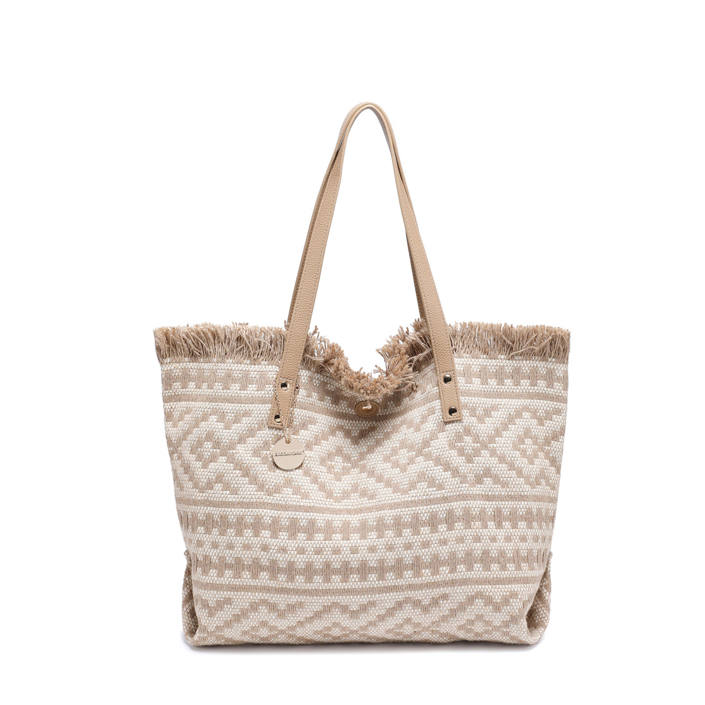 Patterned shopper bag with ruffles