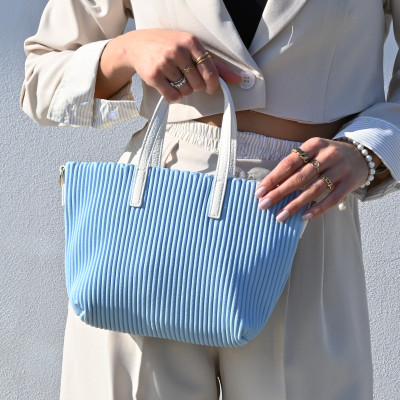 Bolso de mano con asa blanca