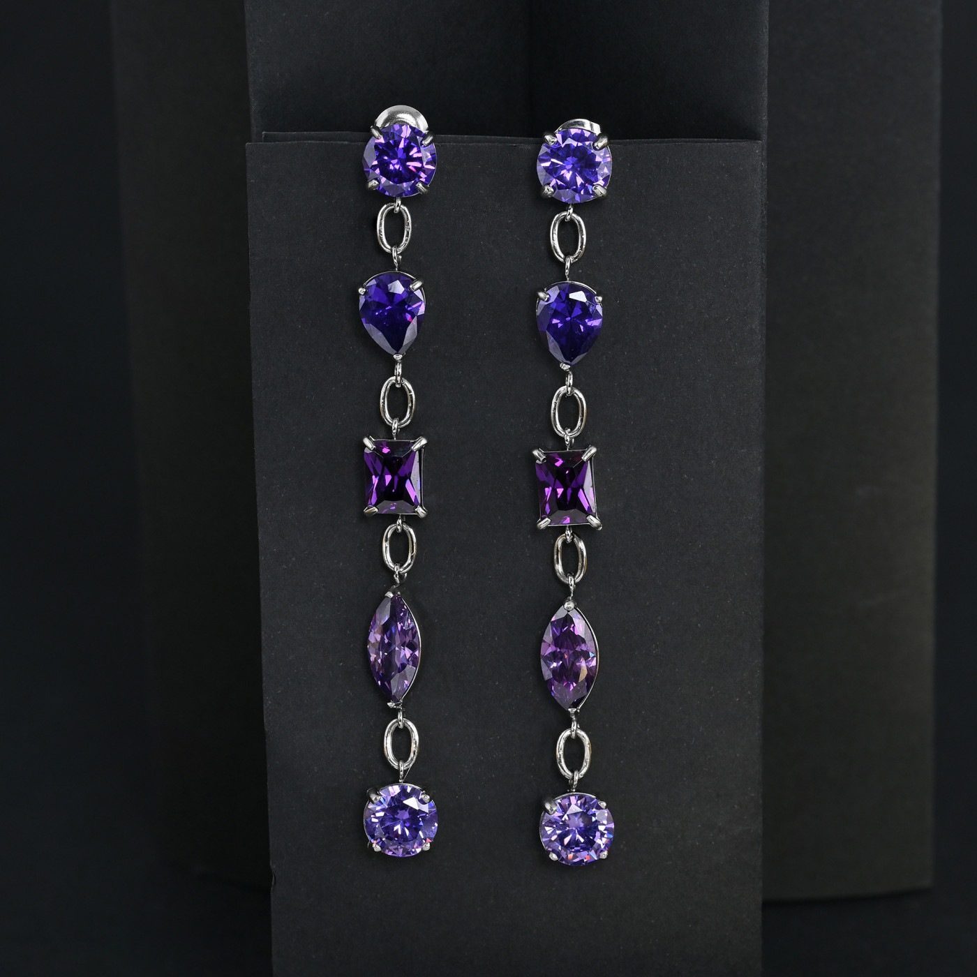 Boucles d'oreilles Prestige longues en lilas