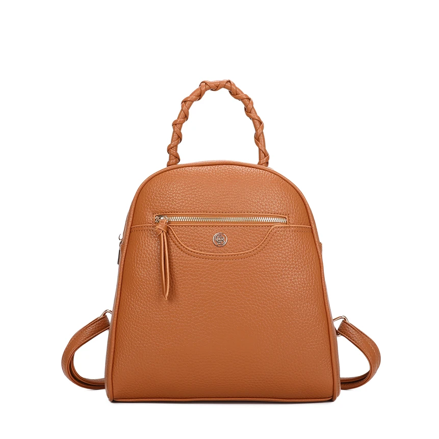 Women's backpack with braided handle
