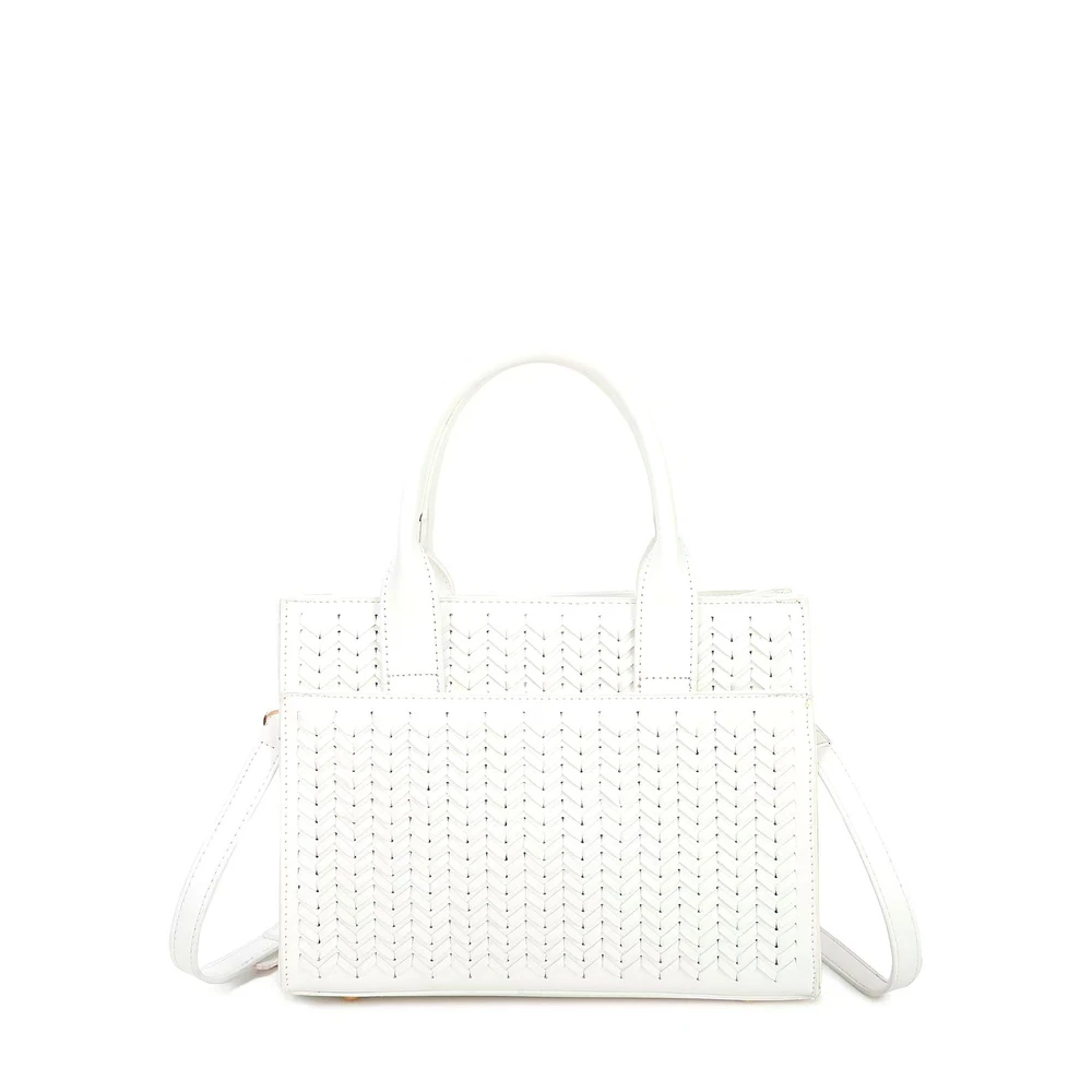 Handbag with herringbone pattern