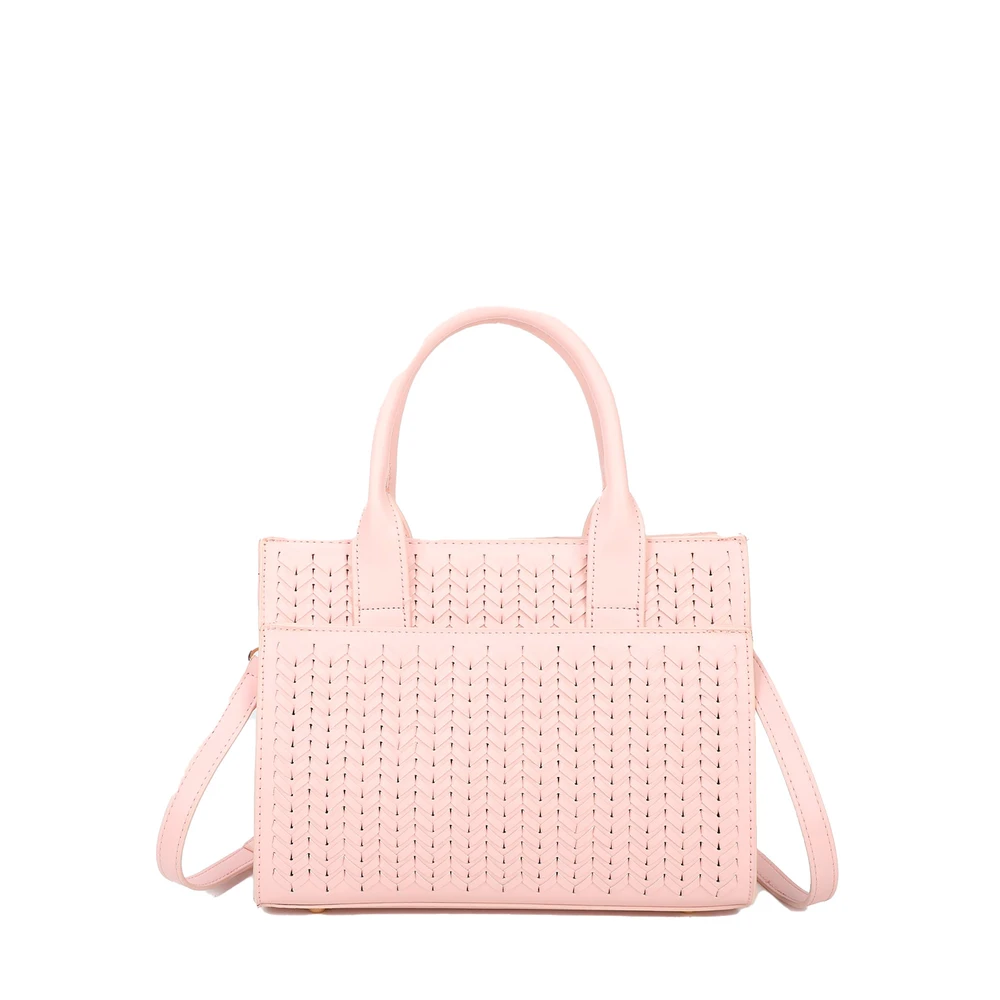 Handbag with herringbone pattern