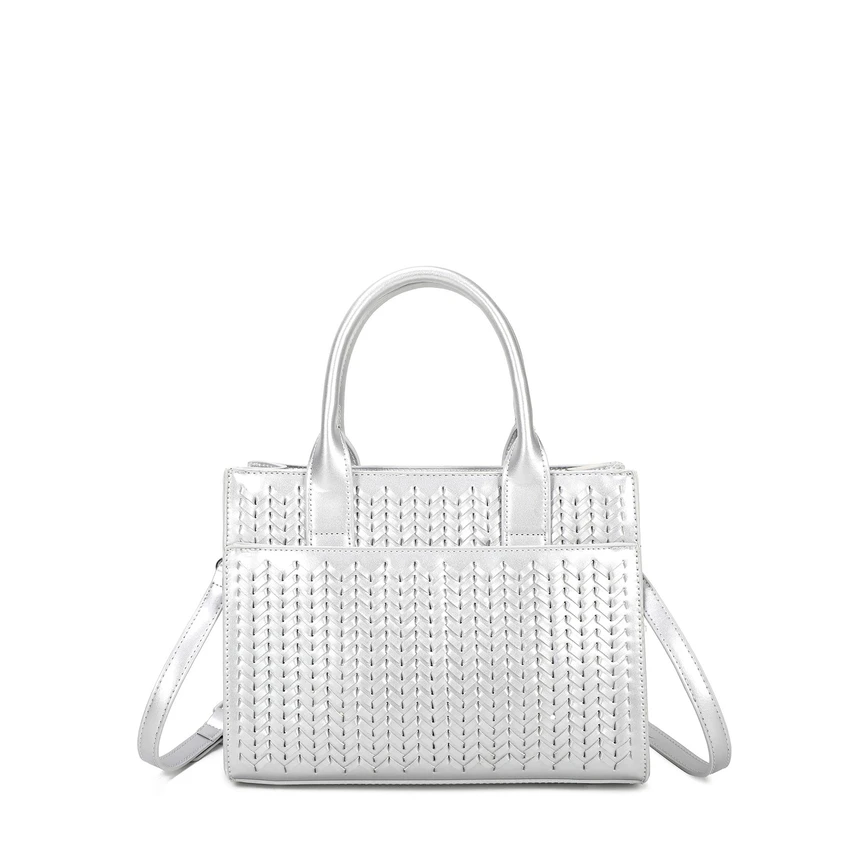 Handbag with herringbone pattern
