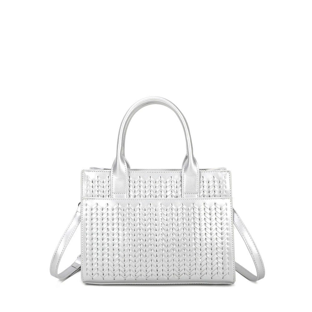 Handbag with herringbone pattern