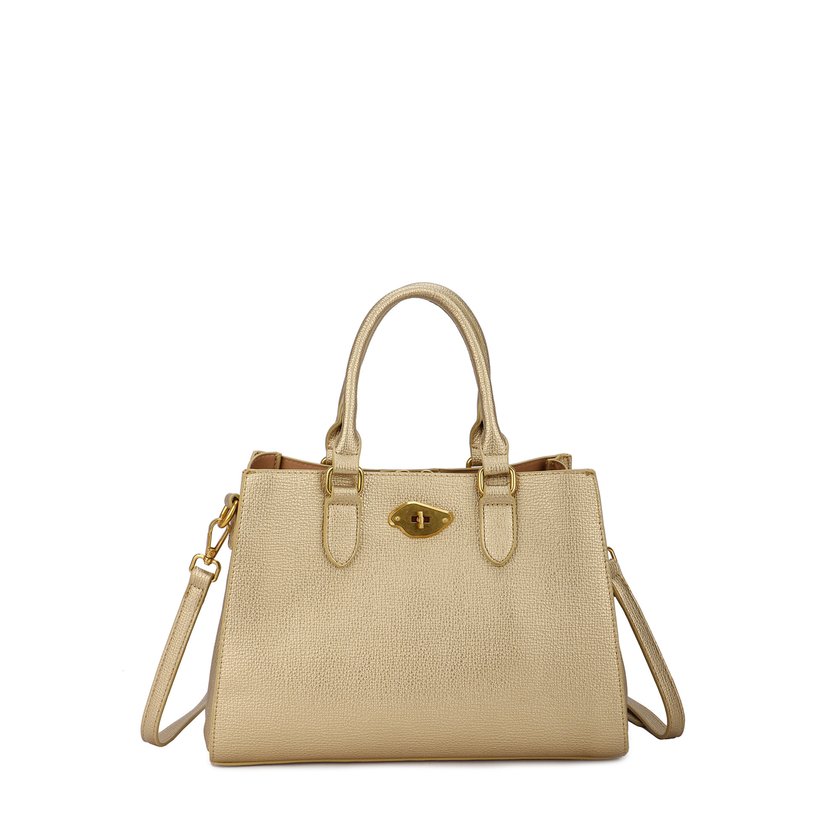 Handbag with irregular clasp