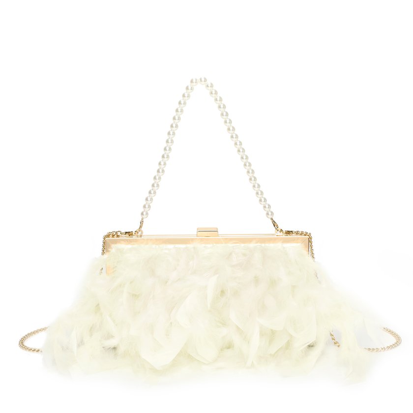 Women's clutch with feathers