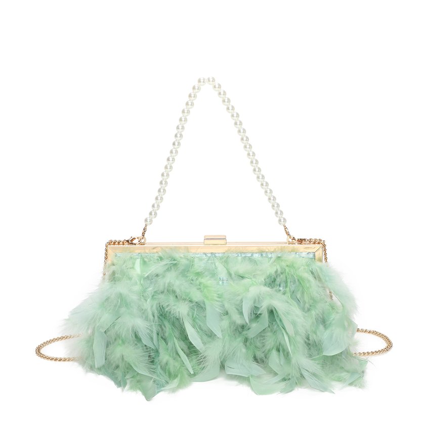 Women's clutch with feathers
