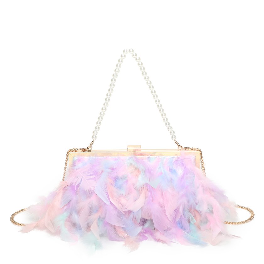 Women's clutch with feathers
