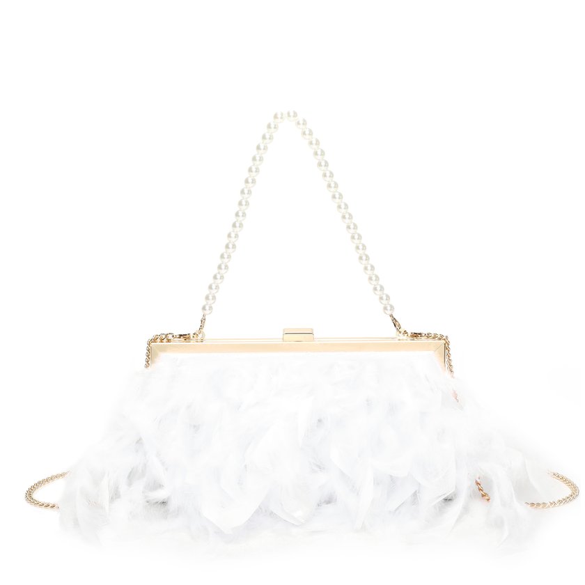 Pochette femme avec plumes