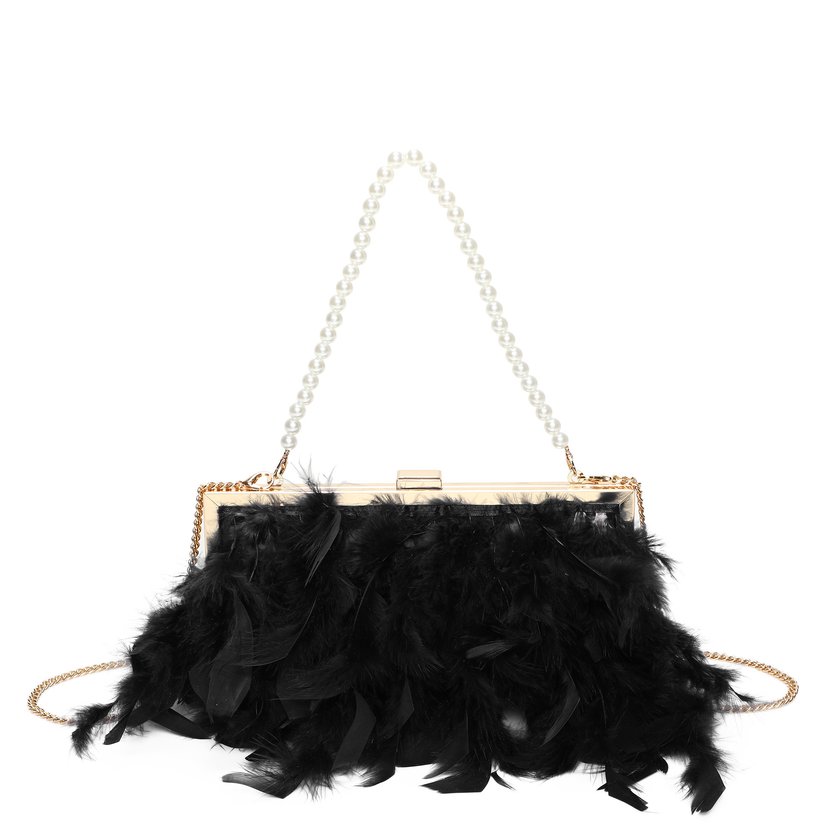 Women's clutch with feathers