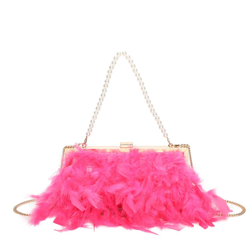 Women's clutch with feathers