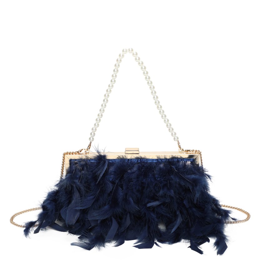 Women's clutch with feathers