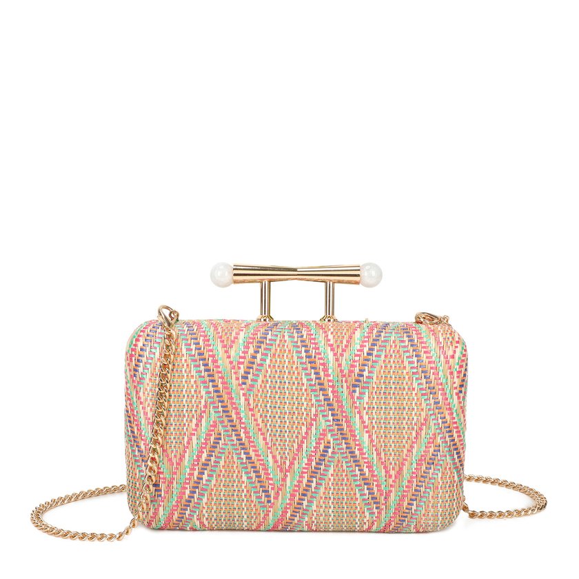 Women's raffia clutch