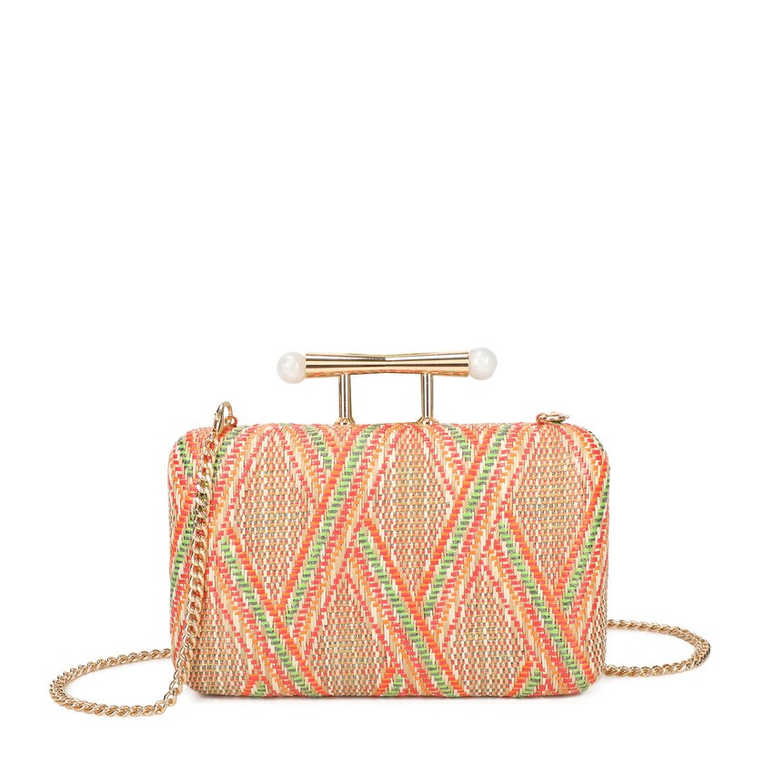 Women's raffia clutch