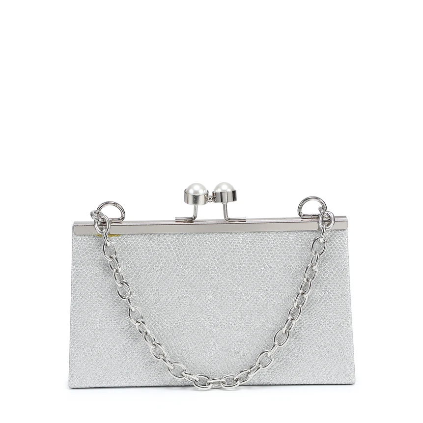 Women's clutch in shiny fabric