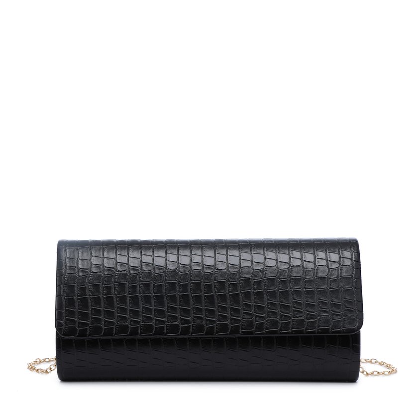 Crocodile-textured clutch