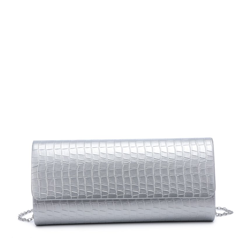 Crocodile-textured clutch