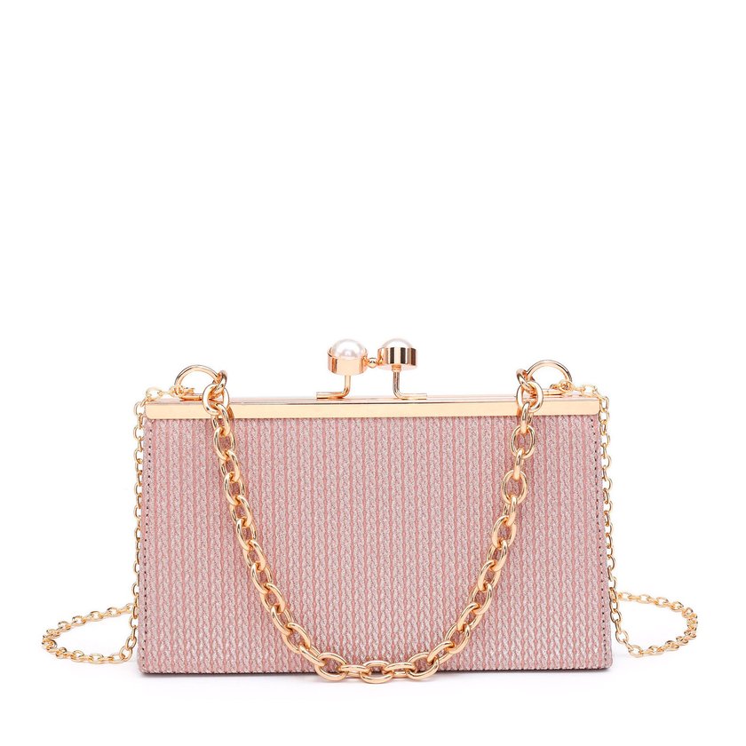 Party bag con manico in catena e perle sulla chiusura GB