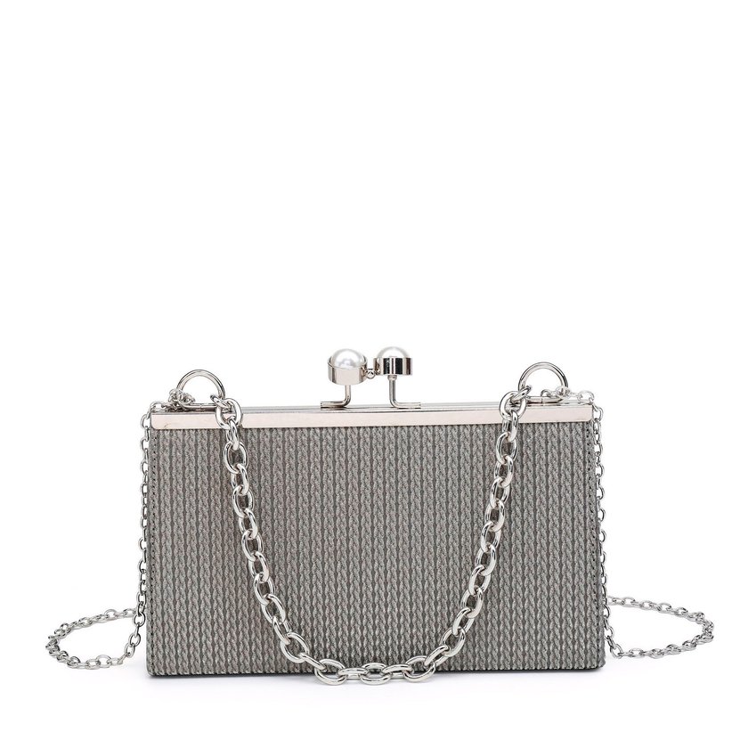 Sac de fête avec anse chaîne et perles sur le fermoir GB