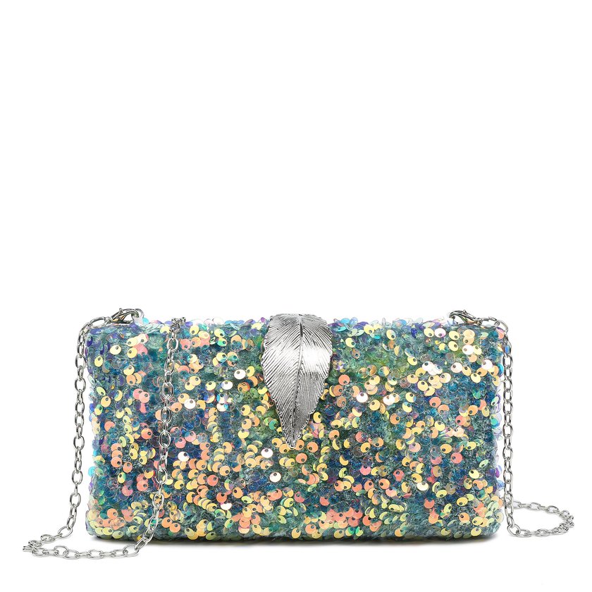 Bolso con cierre de foil y lentejuelas GB