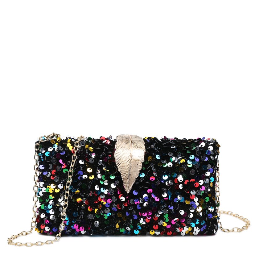 Sac avec fermeture en aluminium et paillettes GB