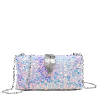 Borsa con chiusura in lamina e paillettes GB