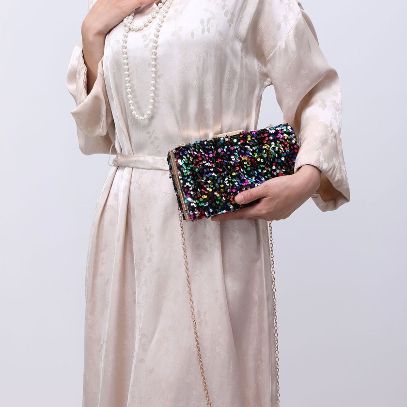 Bolso de fiesta rectangular con lentejuelas GB