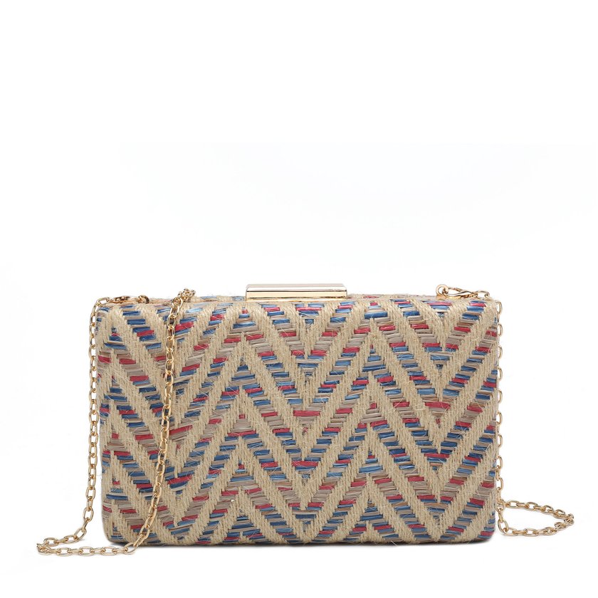 Riñonera de rafia con estampado GB