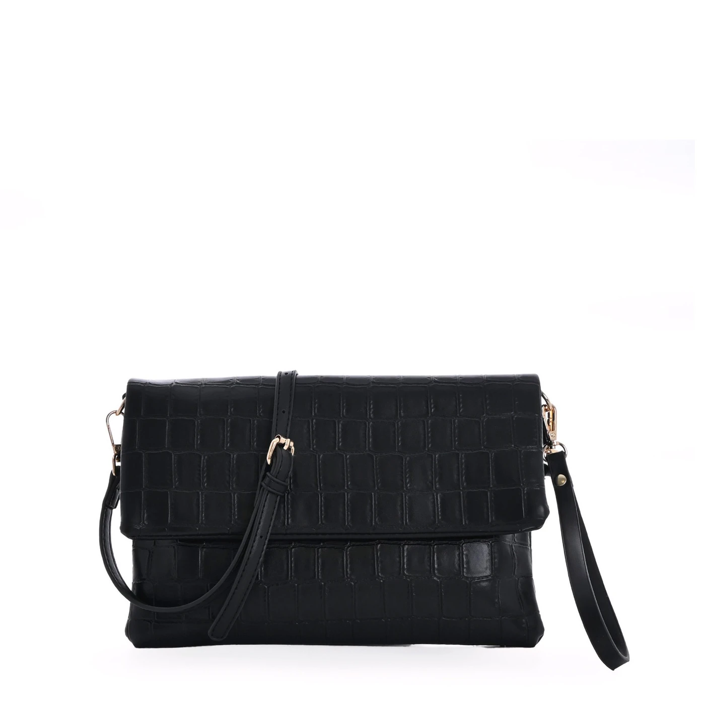 Bolso estilo clutch con cierre GB y solapa