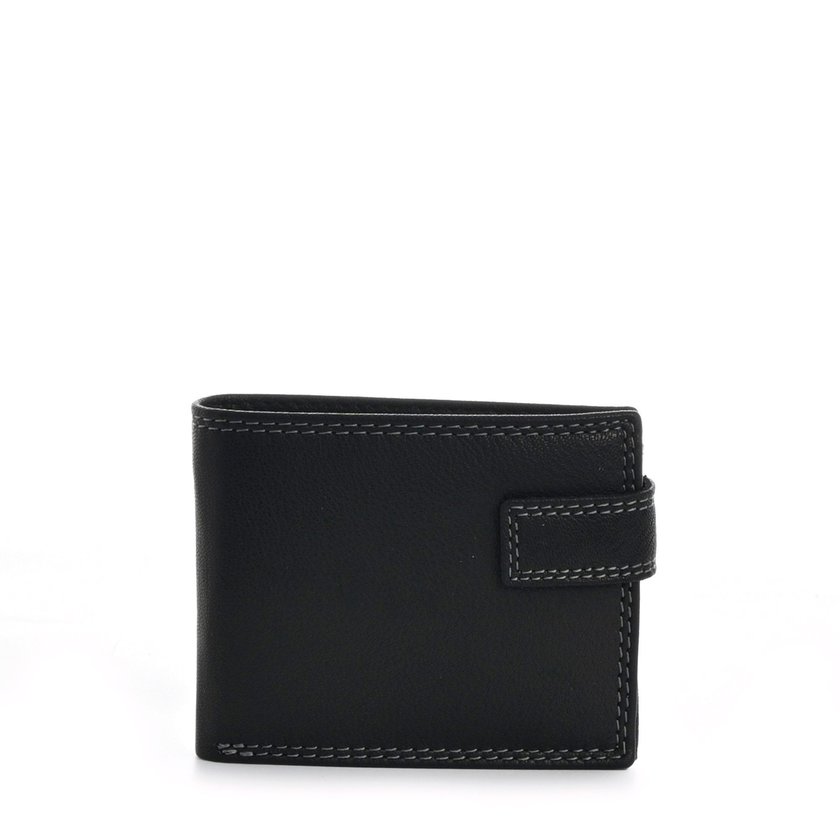 Men's leather wallet with GB button closure
