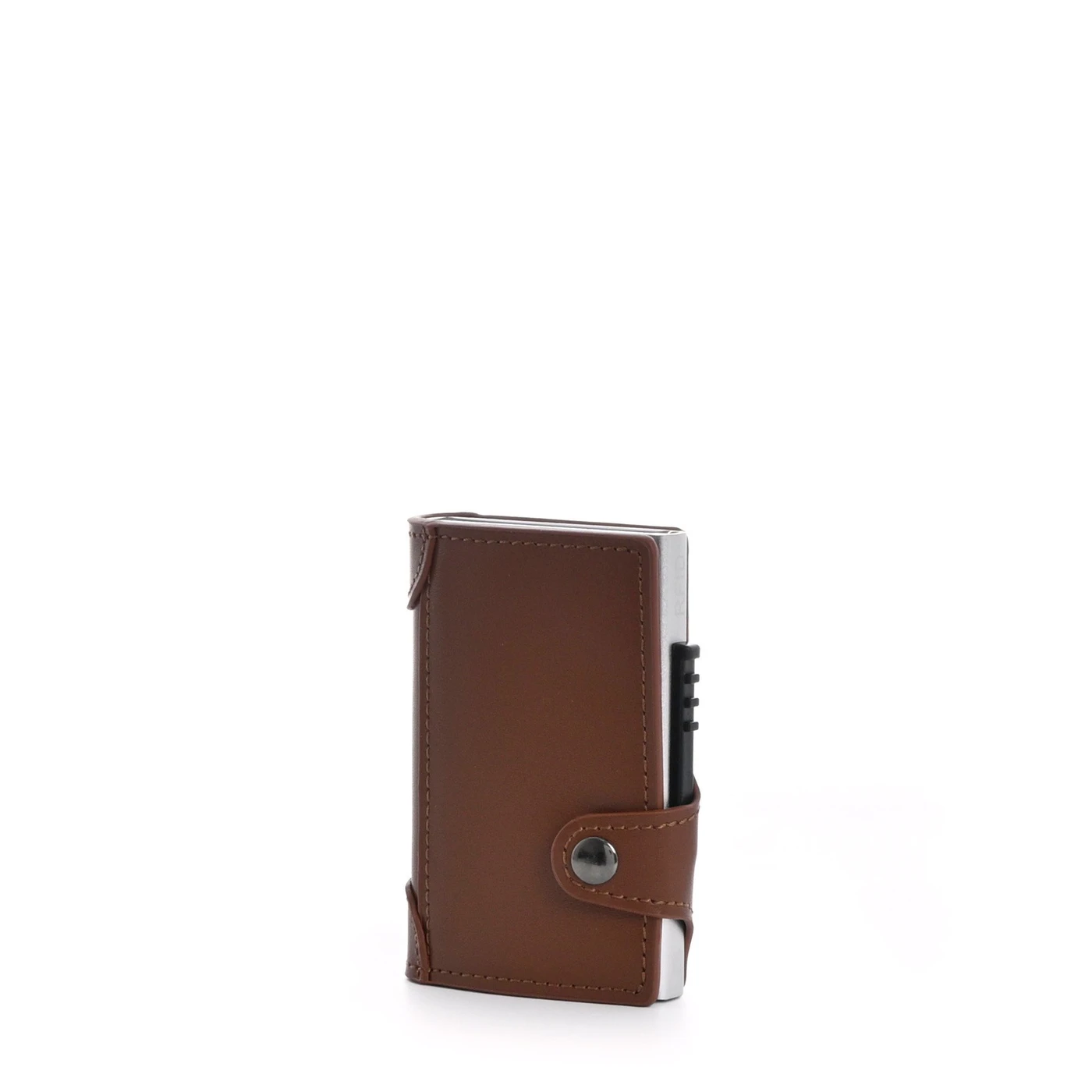 Porte-cartes en cuir avec détails et fermeture à bouton GB