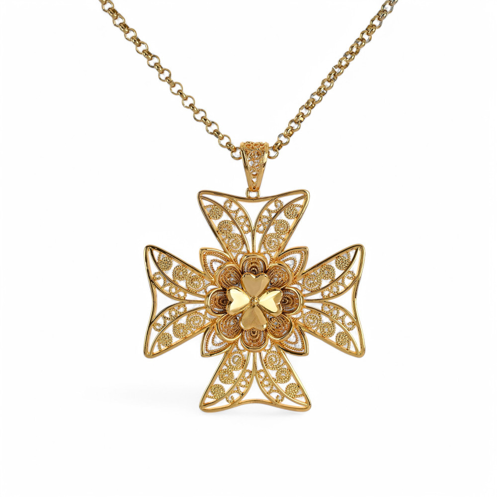 Cross of malta semi precious necklace GB