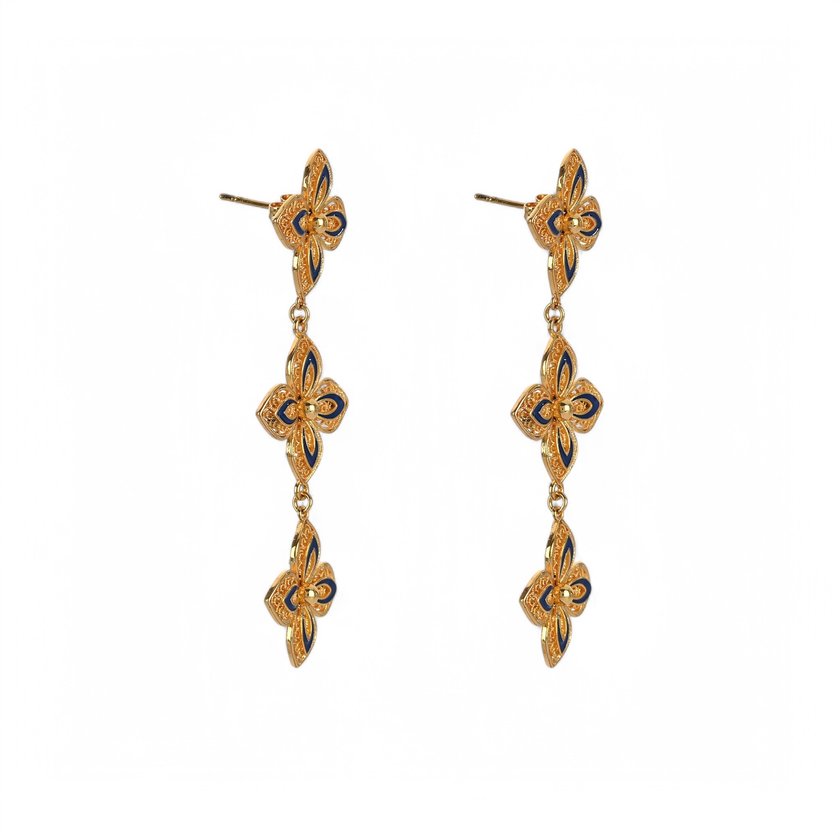 Boucles d’oreilles Encantos fleur bleu traditionnelle