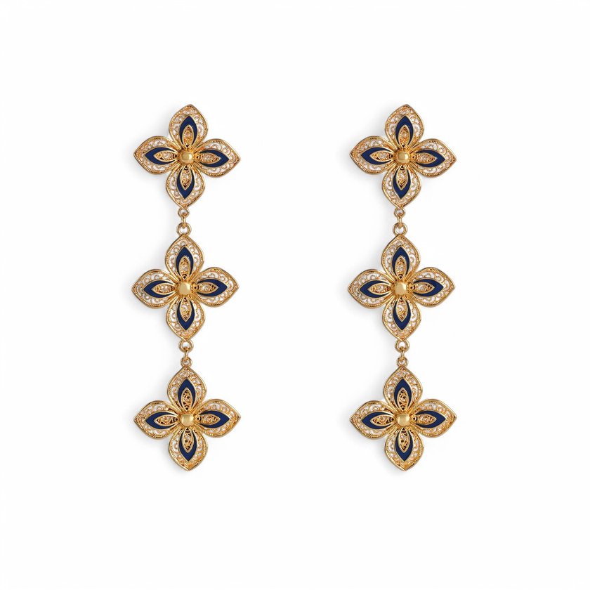 Encantos earrings with traditional blue flower