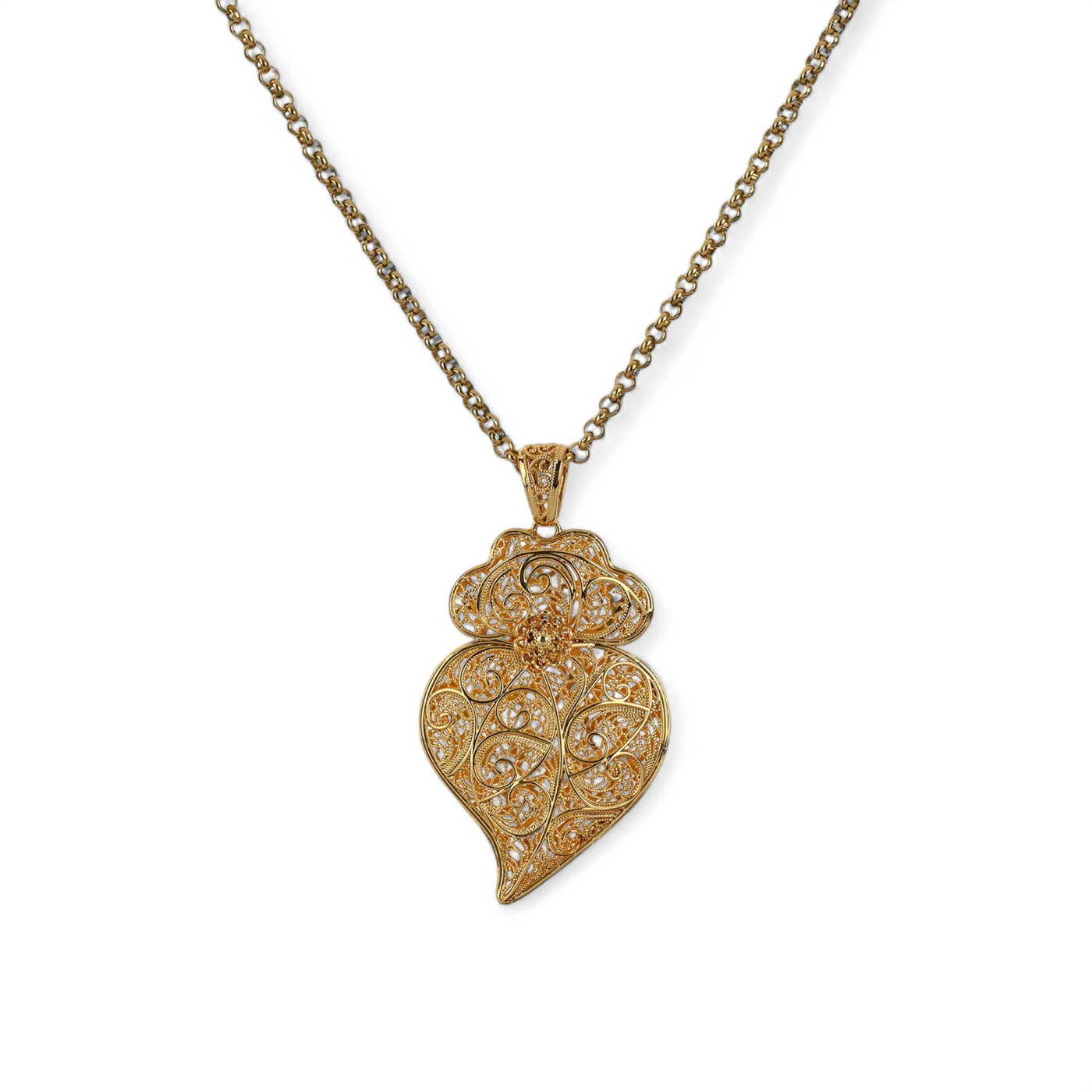 Collana coração de viana grande bagno oro GB