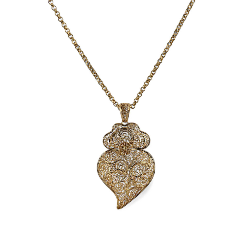 Collar baño de oro coração de viana grande GB